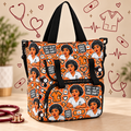 “No Bad Shift” Cloth Nurse Bag — Orange on a beige nursing-themed background